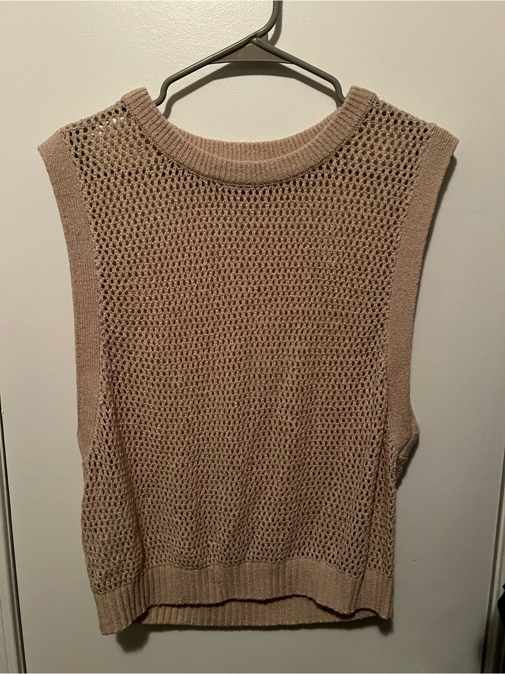 LOFT Open-Knit Sleeveless Vest - Light Taupe